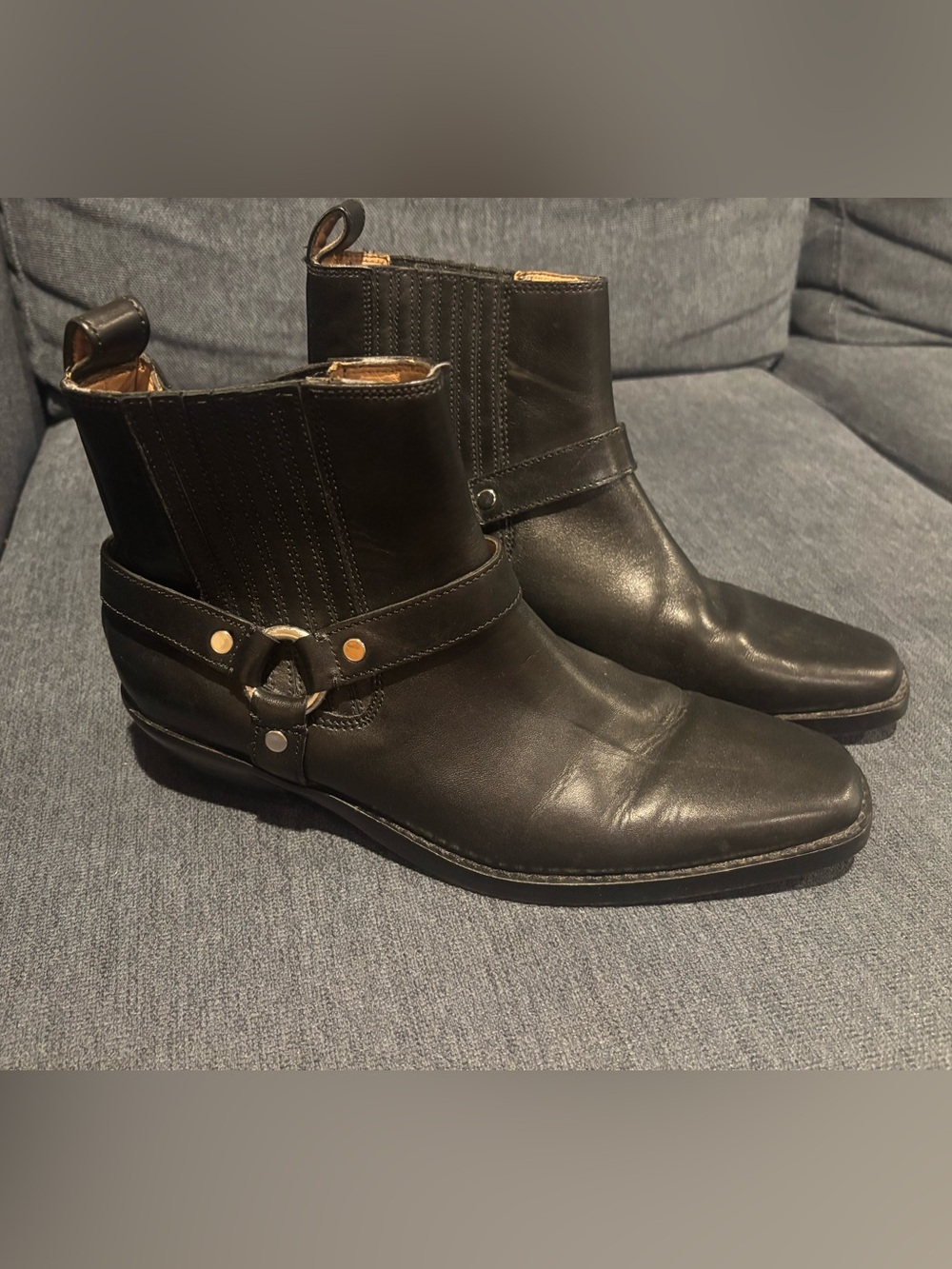 Madewell Black Leather Women's Ankle Boots with Side Harness - 9